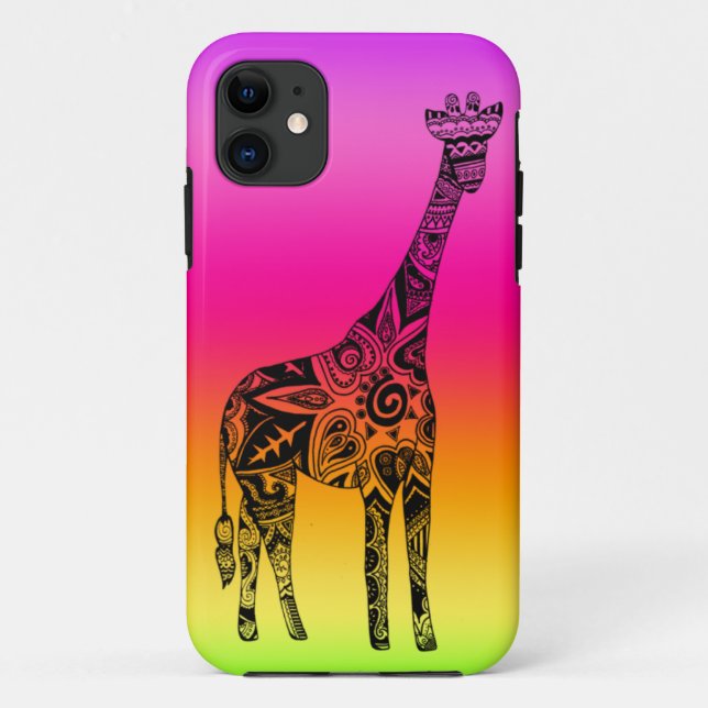 Pink & Green Neon Giraffe Case-Mate iPhone Case (Back)