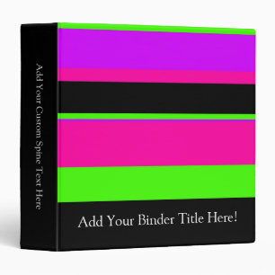 Pink/Green Neon Stripes Binder