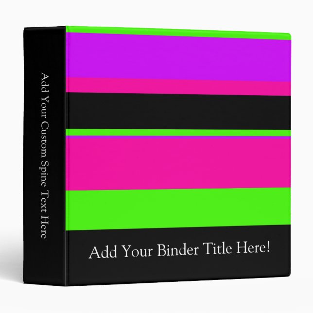 Pink/Green Neon Stripes Binder (Front/Spine)