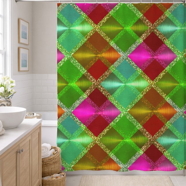 Pink Green Orange Glitter Plaid Design (Creator Uploaded)