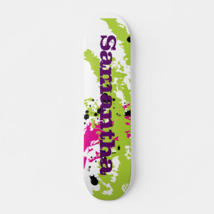 Pink Green Paint Splash Ink Old School Skateboard