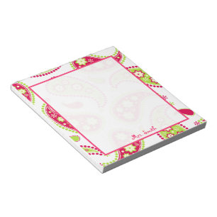 Pink & Green Paisley Personalized Notepad