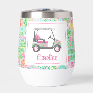 Pink & Green Palm Beach Golf Cart Personalized