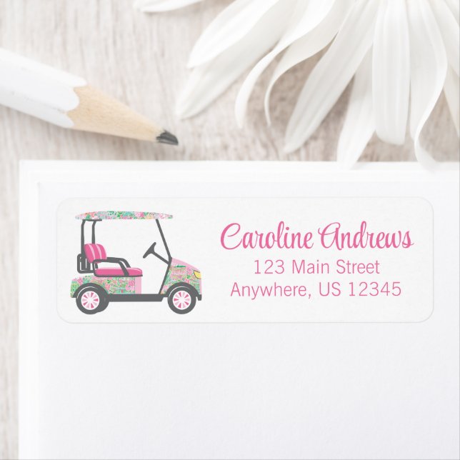 Pink & Green Palm Beach Golf Cart Personalized (Insitu)