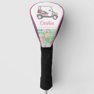 Pink & Green Palm Beach Golf Cart Personalized Head Cover