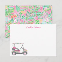 Pink & Green Palm Beach Golf Cart Personalized