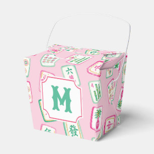 Pink & Green Palm Beach Mahjong Tiles Monogram Favor Box