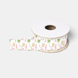 Pink & Green Palm Beach Nutcracker Christmas Grosgrain Ribbon