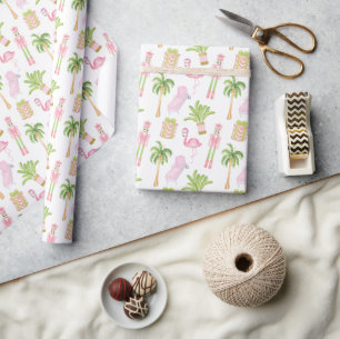 Pink & Green Palm Beach Nutcracker Christmas Wrapping Paper