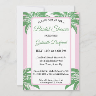 Pink & Green Palm Bridal Shower Tropical  Invitation