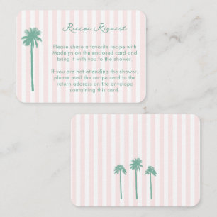 Pink Green Palm Trees Recipe Request Bridal Shower Enclosure Card
