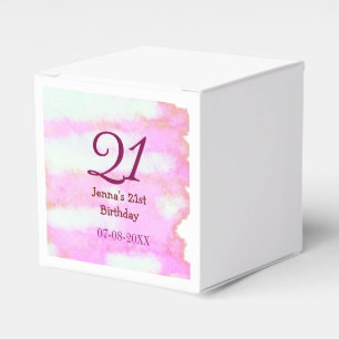Pink green pastel 21st birthday simple name date g favor box