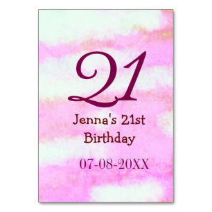 Pink green pastel 21st birthday simple name date g table number
