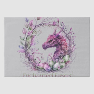 Pink Green Pastel Enchanted Easter Dragon Tissue Paper