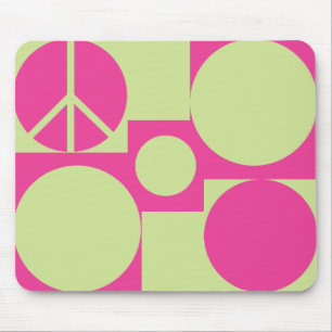 Pink & Green Peace Dots Mouse Pad