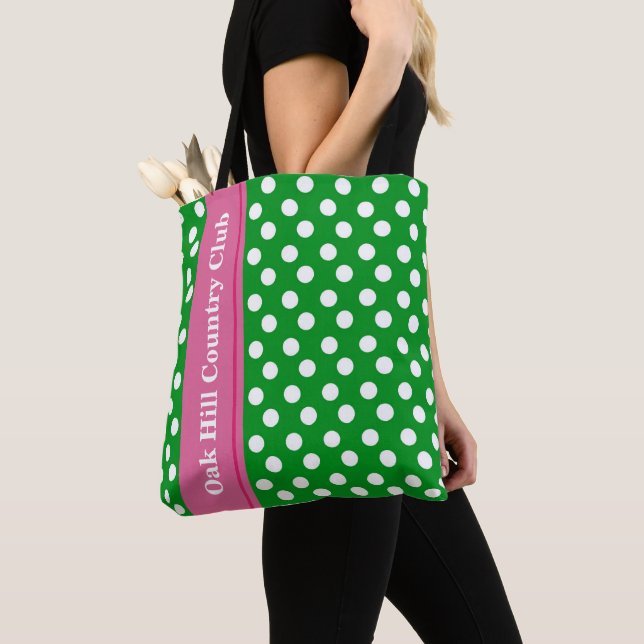 Pink & Green Personalized Golf Tote Bag (Close Up)
