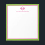Pink Green Personalized Name Fun Pickleball  Notepad<br><div class="desc">A Super fun notepad for pickleball lovers! Design features crossed pickleball paddles and your custom text. Add a name, monogram, club name, etc. Easily change the colours too. Makes a really thoughtful birthday or holiday gift for your tournament partner, coach or anyone who is obsessed with the awesome sport of...</div>