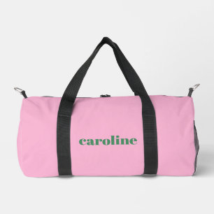 Pink Green Personalized Name Preppy Bridesmaid Duffle Bag