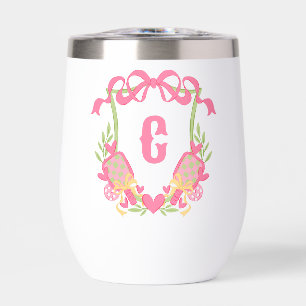 Pink & Green Pickleball Paddles Monogram Crest