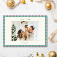 Pink Green Plaid Custom Two Photo Christmas