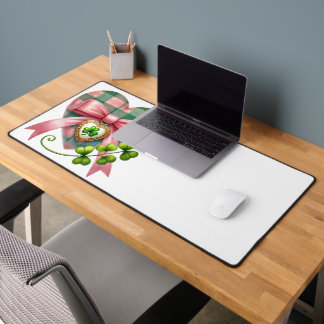 PINK & GREEN PLAID HEART WITH SHAMROCKS