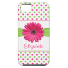 Pink Green Polka Dot Gerbera Daisy iPhone