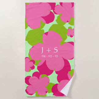 Pink/Green Popflower Beach Towel