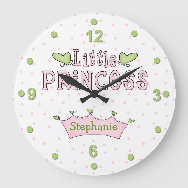 Pink & Green Princess Wall Clock (Front)