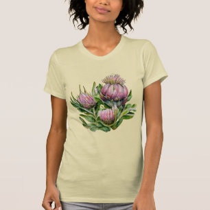Pink & Green Protea Flowers T-Shirt