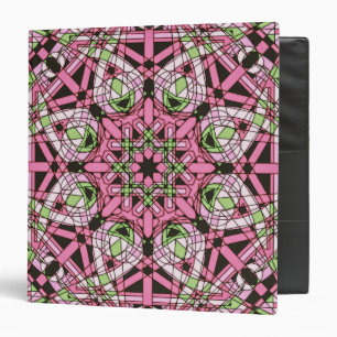 Pink & Green Psychedelic Kaleidoscope Mandala  Binder