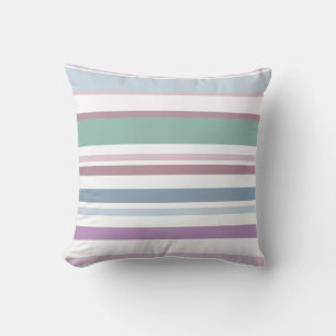 pink green purple and blue stripes throw pillow