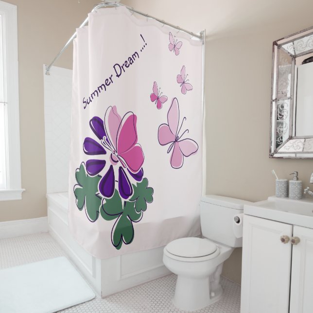 Pink Green Purple Doodle Blooms Butterflies Slogan (In Situ)