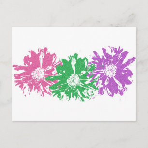 Pink, Green, Purple Floral Motif Postcard