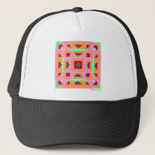 Pink Green Quilt Pattern 3 Trucker Hat