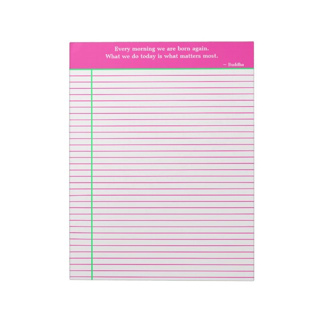 Pink & Green Quotation Personalized  Notepad (Rotated)