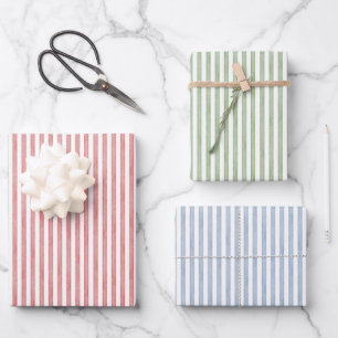 Pink Green Red Stripes Birthday Wrapping Paper Sheet