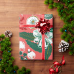 Pink Green Retro Floral Christmas Wrapping Paper<br><div class="desc">A lovely shade of pink background grounds this retro floral Christmas pattern. White flowers and green leaves mix with red berries in such an interesting design that recalls the last midcentury, 1940s and 1950s.</div>