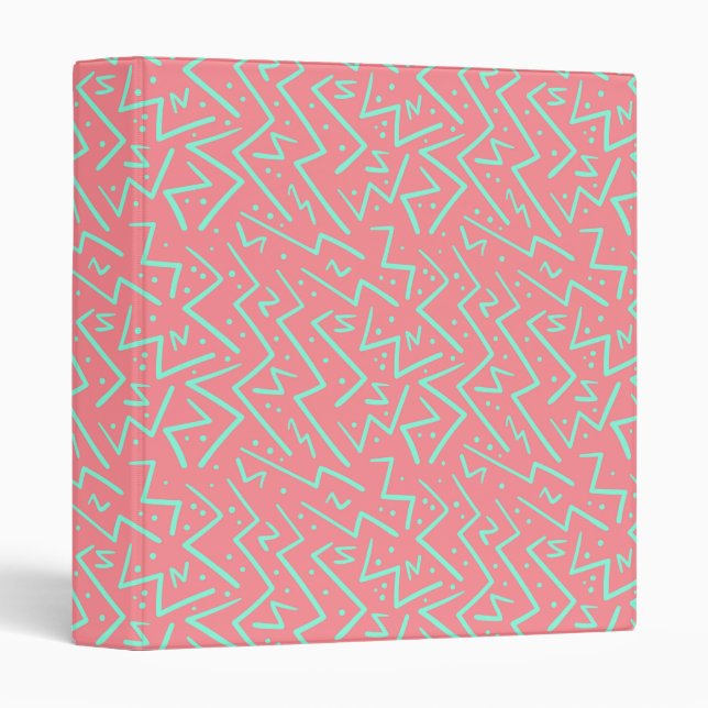 Pink & Green Retro Psychedelic Design Binder (Front/Spine)