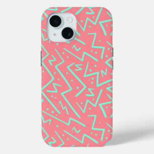 Pink & Green Retro Psychedelic Design iPhone 15 Case