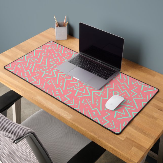 Pink & Green Retro Psychedelic Design Desk Mat (Office 2)
