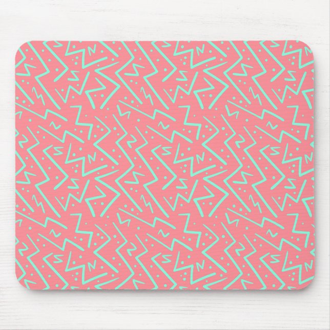 Pink & Green Retro Psychedelic Design Mouse Pad (Front)