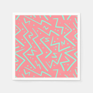Pink & Green Retro Psychedelic Design Napkin