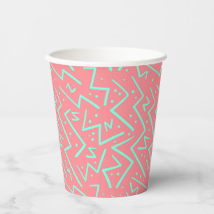 Pink & Green Retro Psychedelic Design Paper Cups
