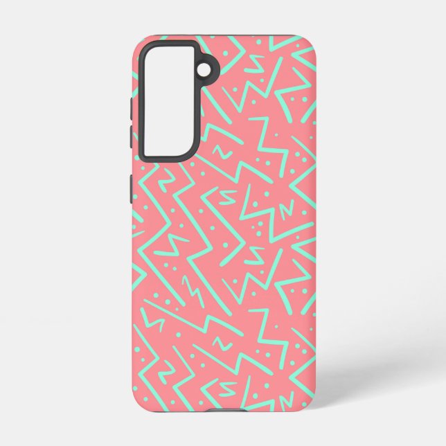 Pink & Green Retro Psychedelic Design Samsung Galaxy S21 Case (Back)