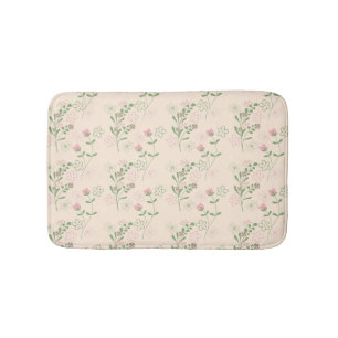 Pink Green Retro Y2K 70s Flower Pattern Bath Mat