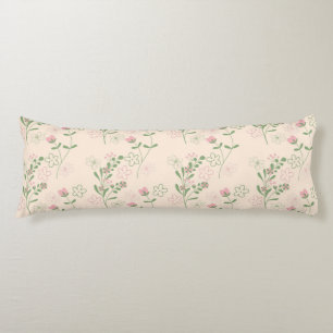 Pink Green Retro Y2K 70s Flower Pattern Body Pillow