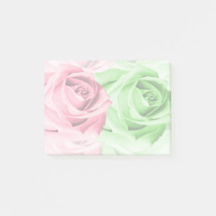 Pink & Green Roses Elegant Sticky Notes
