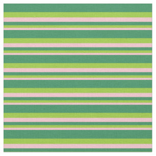 Pink, Green & Sea Green Lines Pattern Fabric