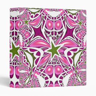 Pink Green Stars Fractal Binder