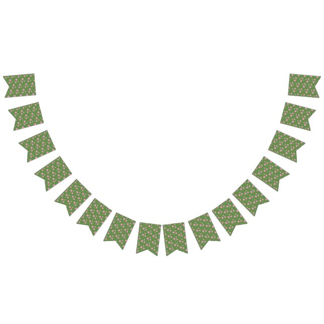 Pink Green Stars Modern design Bunting Flags (All)